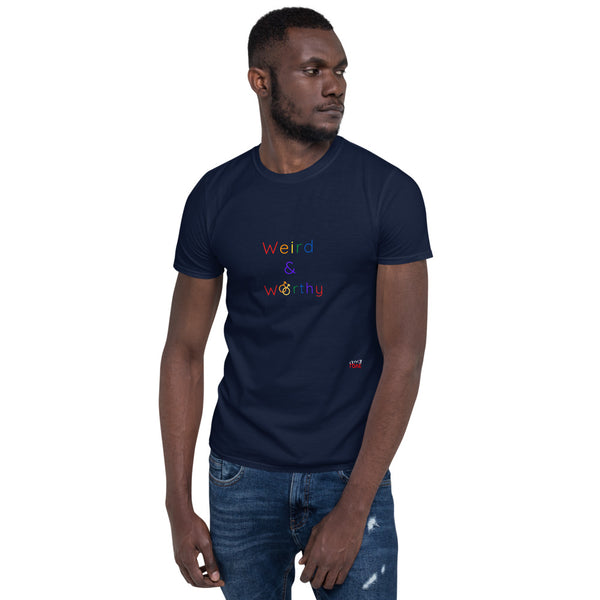 Weird & Worthy Short-Sleeve T-Shirt (Rainbow Symbol)