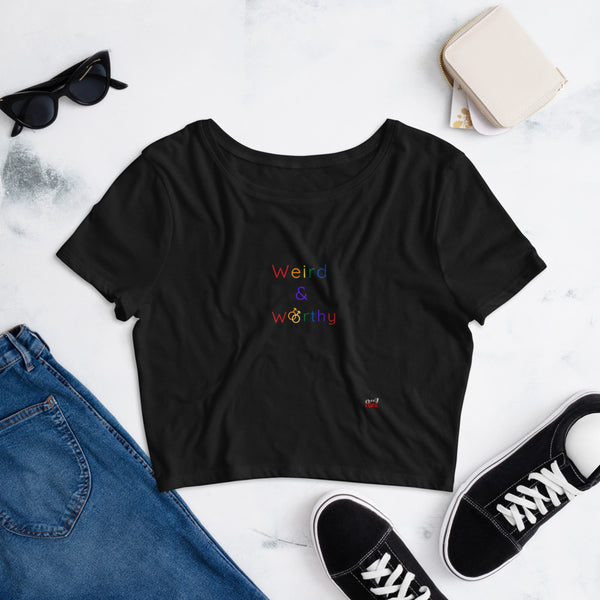 Weird & Worthy Crop Tee (Rainbow Symbol)