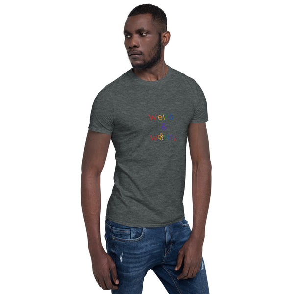 Weird & Worthy Short-Sleeve T-Shirt (Rainbow Symbol)