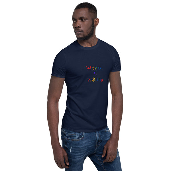 Weird & Worthy Short-Sleeve T-Shirt (Rainbow Symbol)