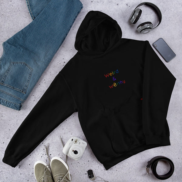 Weird & Worthy Hoodie (Rainbow Symbol)