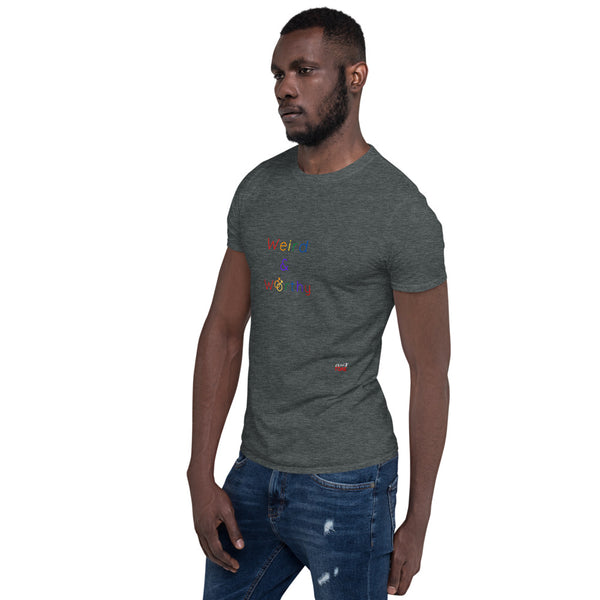 Weird & Worthy Short-Sleeve T-Shirt (Rainbow Symbol)