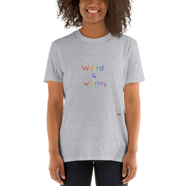 Weird & Worthy Short-Sleeve T-Shirt (Rainbow Symbol)