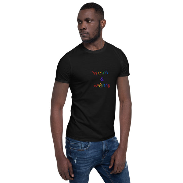 Weird & Worthy Short-Sleeve T-Shirt (Rainbow Symbol)