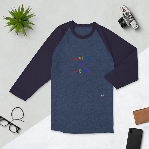 Weird & Worthy 3/4 Sleeve Raglan Shirt (Rainbow Symbol)