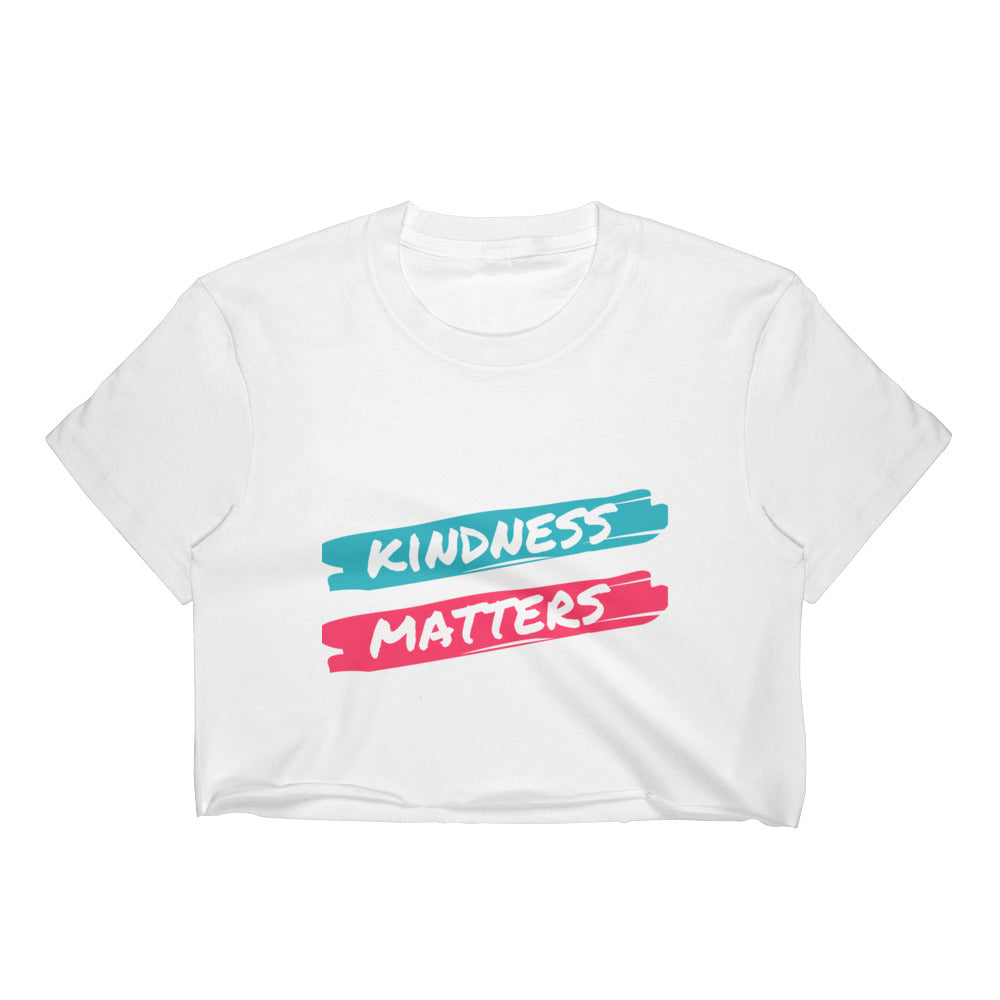 KINDNESS Matters Crop Top (White/Teal)