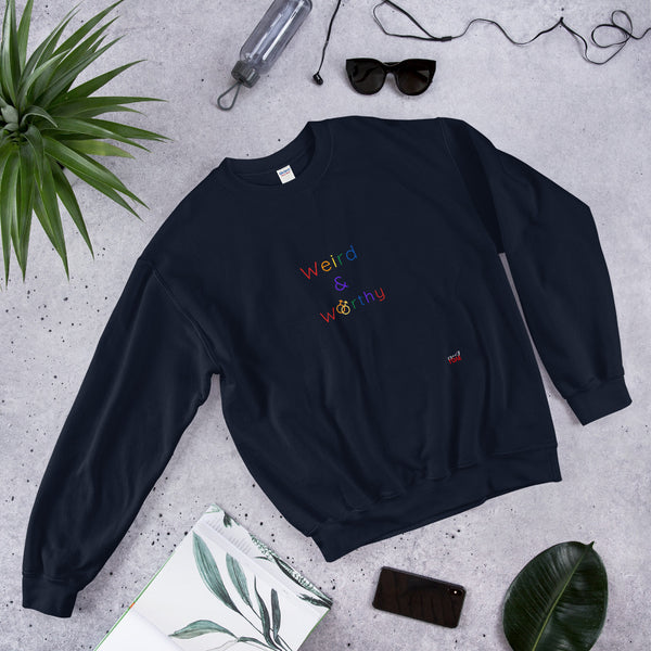 Weird & Worthy Sweatshirt (Rainbow Symbol)