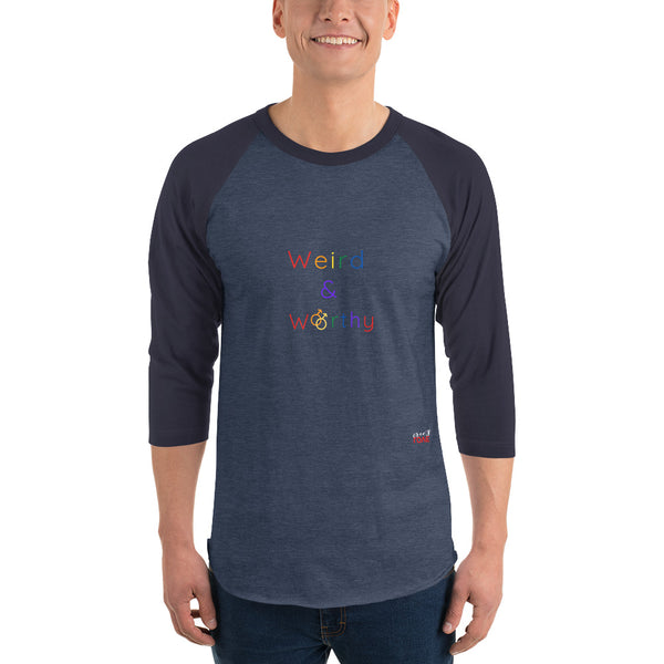 Weird & Worthy 3/4 Sleeve Raglan Shirt (Rainbow Symbol)