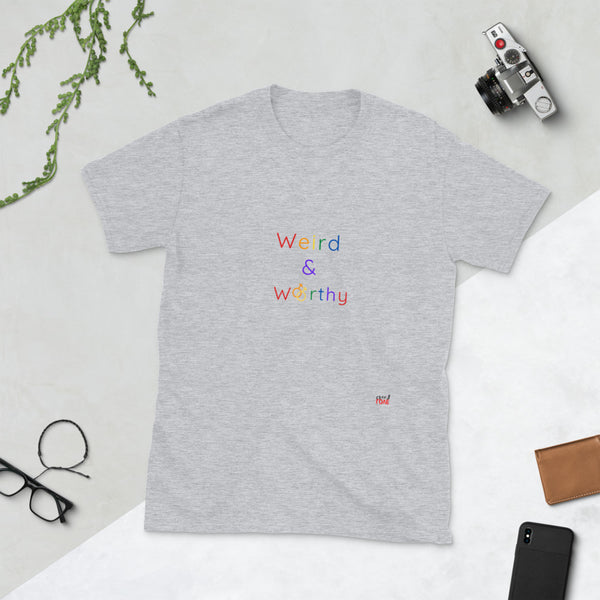 Weird & Worthy Short-Sleeve T-Shirt (Rainbow Symbol)