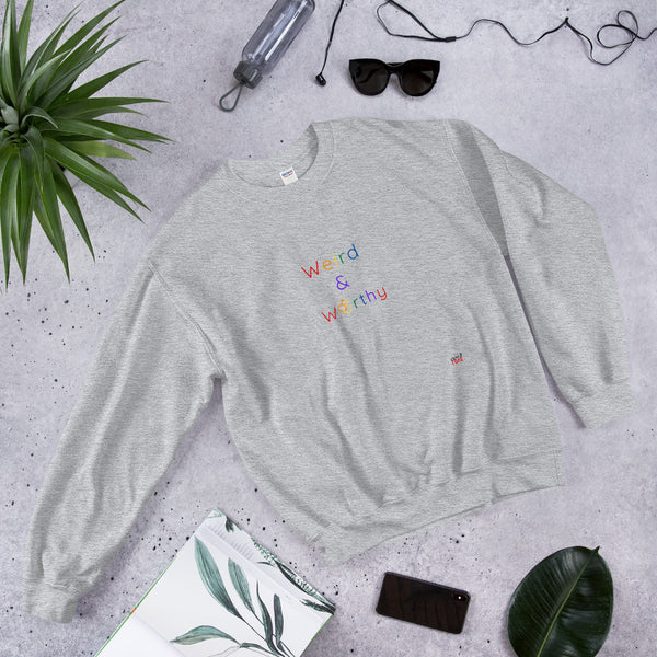 Weird & Worthy Sweatshirt (Rainbow Symbol)