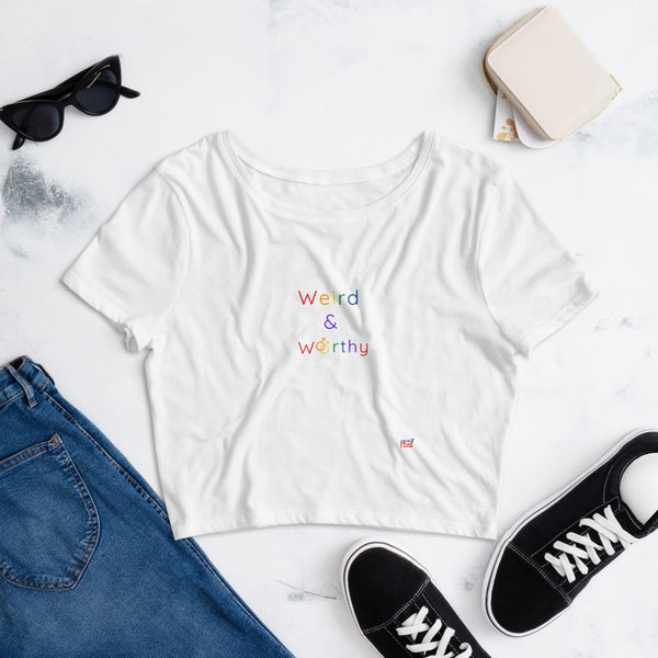 Weird & Worthy Crop Tee (Rainbow Symbol)