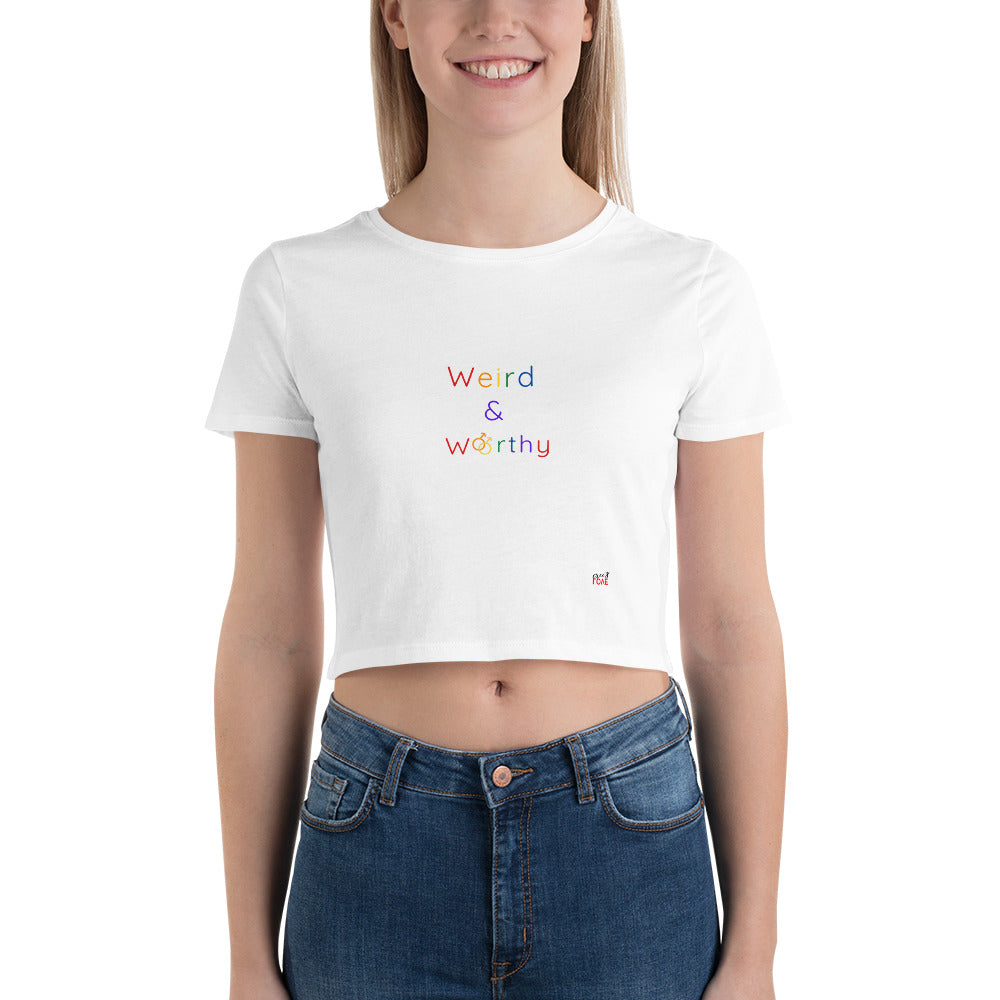 Weird & Worthy Crop Tee (Rainbow Symbol)